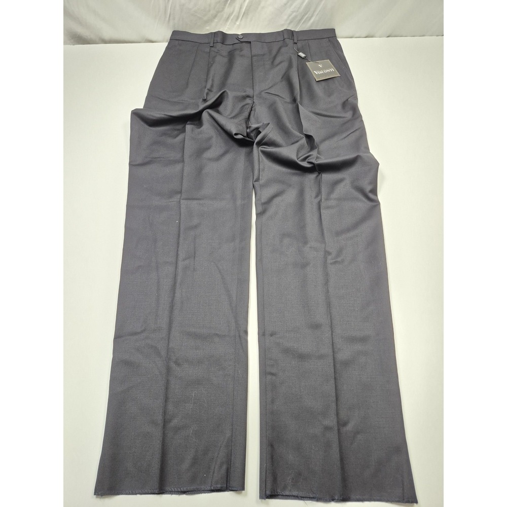 VTG Enrico Visconti Dress Pants Mens 42x36 Gray Wool Pleated Italy Unhemmed NWT